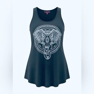 Peaceful Warrior Women’s Elephant Graphic Yoga Tank Top in Heather Gray - XS